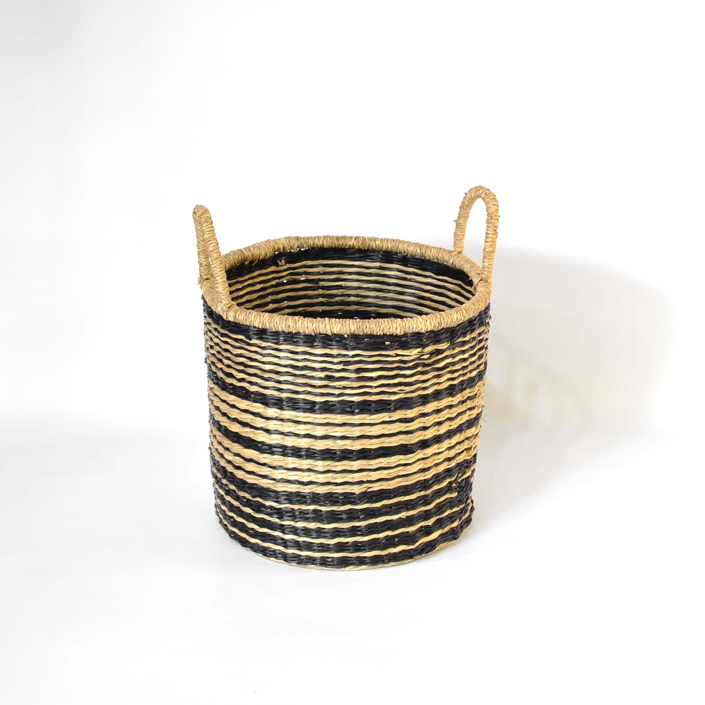 Black and rattan Basket